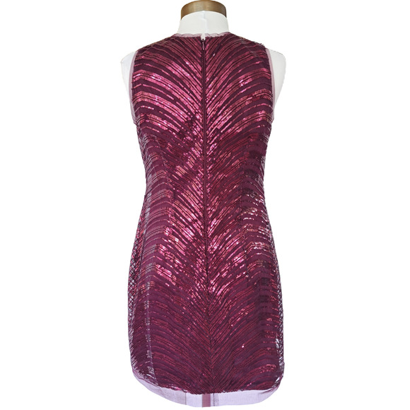 Vince Camuto Burgundy Sequin Cocktail Party Dress Size 8 Sleeveless Shift - Picture 5 of 11